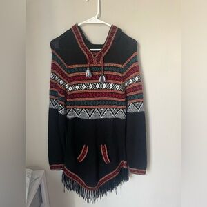 Artesania EDM Alpaca Hooded Tribal Poncho Sweater Size Large